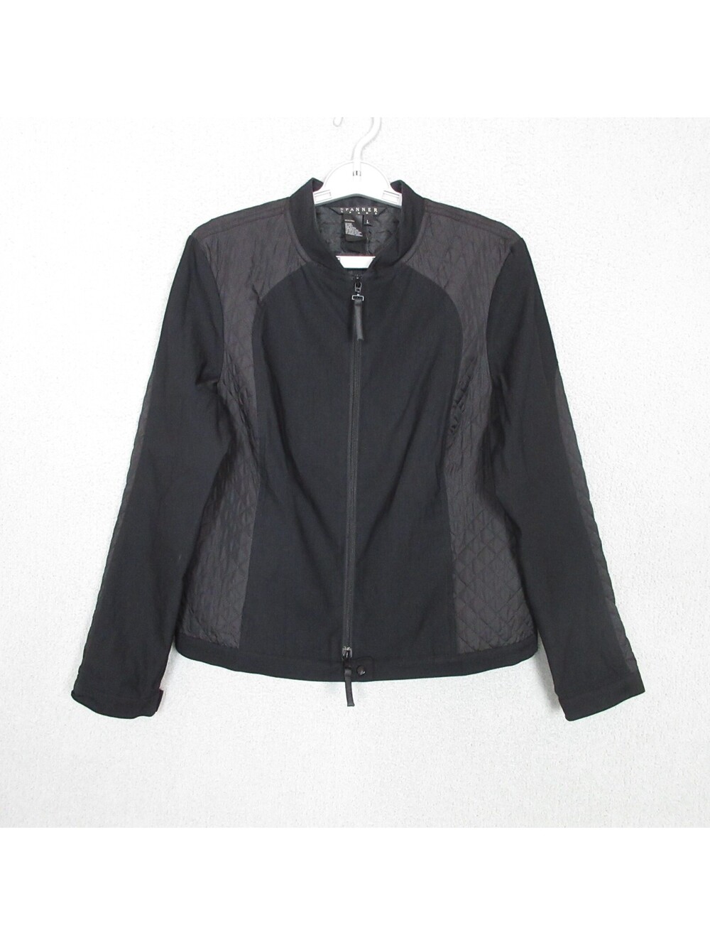 Spanner Sport Jacket Women's Black Large Quilted Side Panels Full Zip